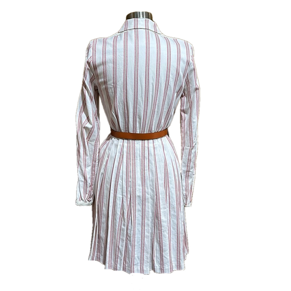 A Loves A Women's Striped Shirt Dress Size S Maroon Cream Knee Length - EUC - Picture 5 of 11